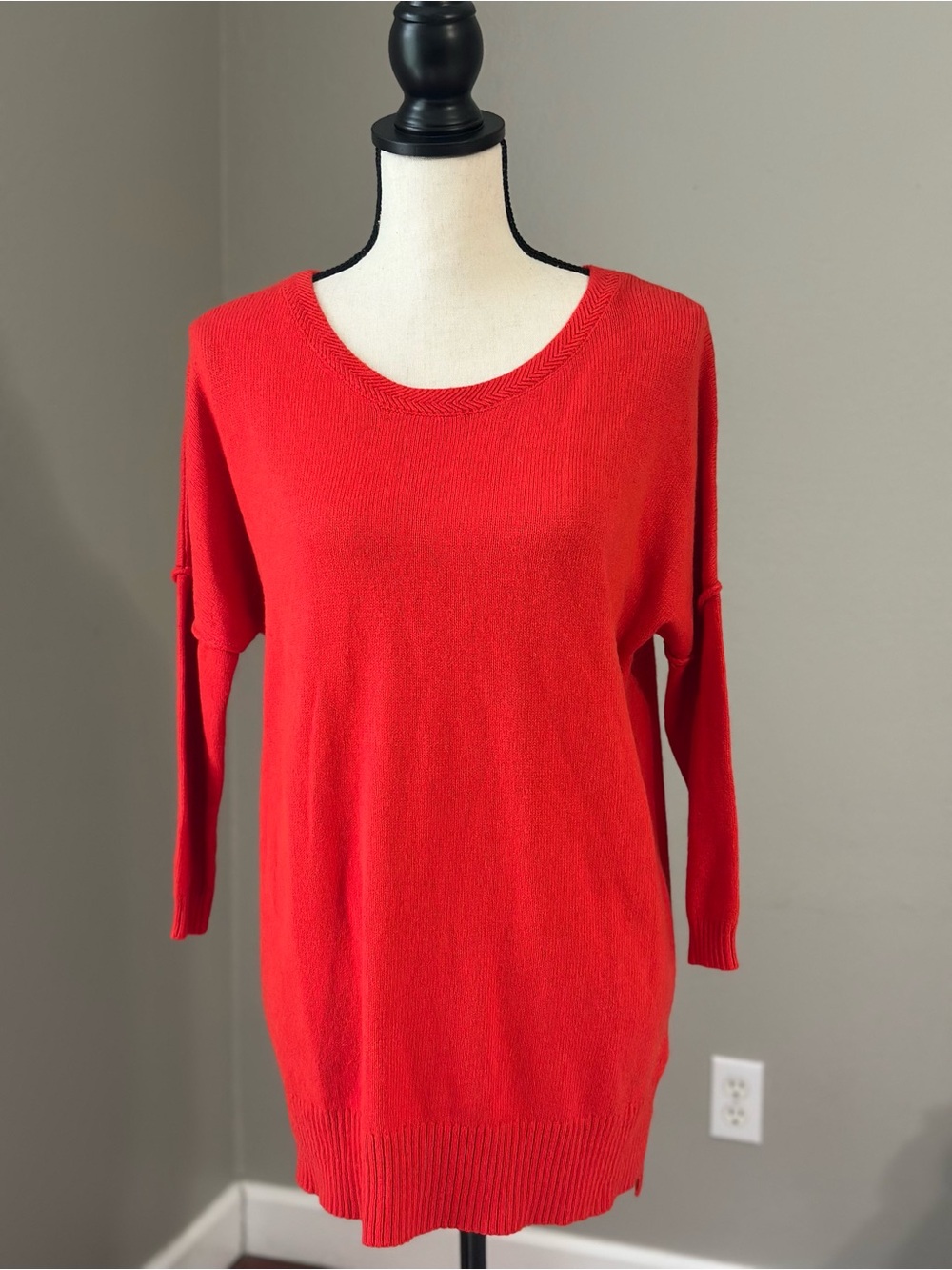 H&M Authentic Construction for Timeless Appeal Bright Red Scoop Neck Sweater